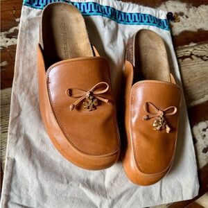 Tory Burch Tan Leather Slip-On Shoes